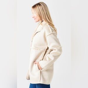 BNWT Dylan Suede and Sherpa Reversible Cardigan Coat size large $195